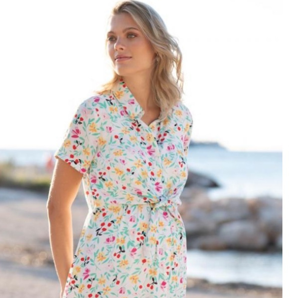 Bright Florals Maternity to Nursing Shirt Dress